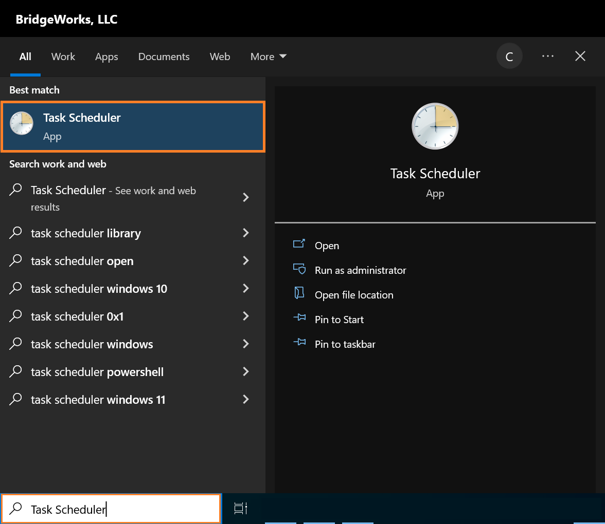 Windows Task Scheduler – BridgeWorks Help Center