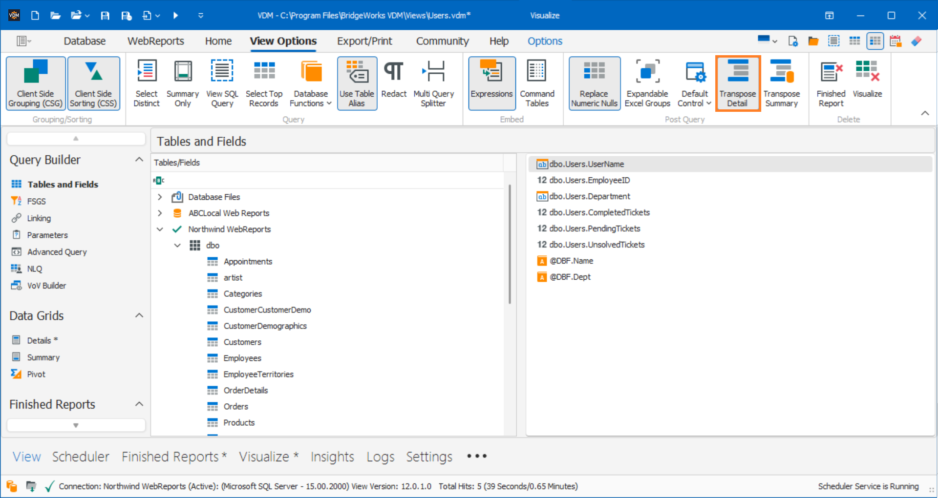 How to Use the Transpose Detail and Summary Grid Options in VDM ...